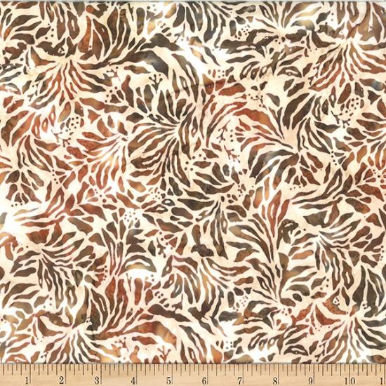 HFF Bali Batik Floral Stems - V2557-168 Nutmeg - Cotton Fabric