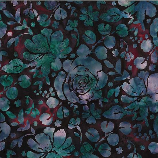 HFF Bali Batik Large Mixed Floral - V2533-394 Merlot - Cotton Batik Fabric