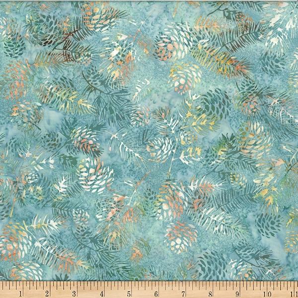 HFF Bali Batik Misty Shores Big Floral - W2568-41 Aqua - Cotton Batik Fabric