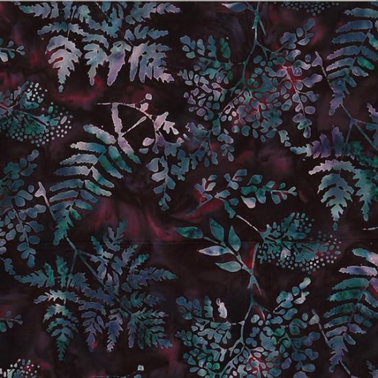 HFF Bali Batik Mixed Fern - V2529-394 Merlot - Cotton Fabric