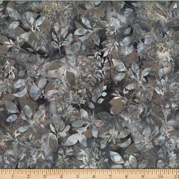 HFF Bali Batik Skipping Rocks Foliages - W2574-76 Pewter - Cotton Batik Fabric