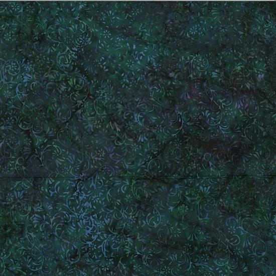 HFF Bali Batik Swirly Flowers - V2535-21 Teal - Cotton Batik Fabric