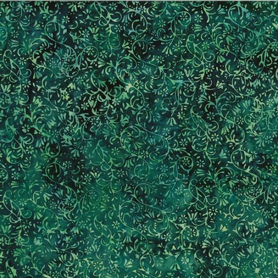 HFF Bali Batik Swirly Flowers V253560 Hunter Cotton Fabric