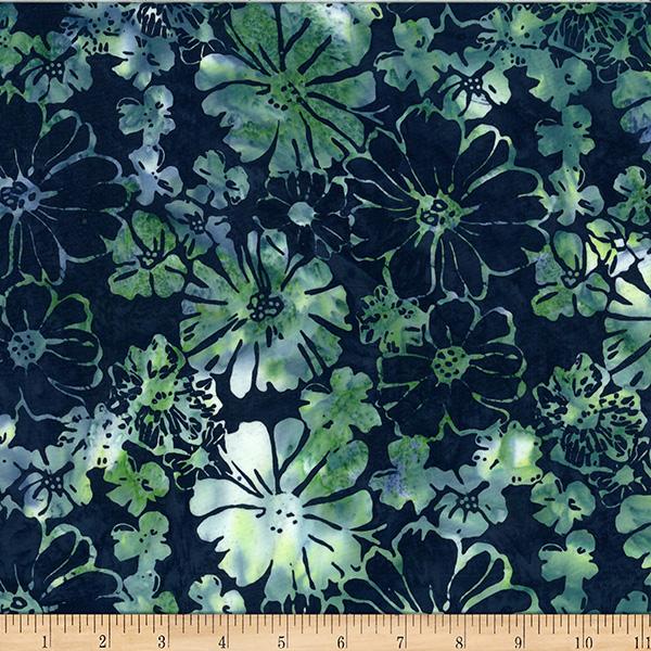 HFF Bali Batiks Bold Floral - X2634-216 Black Jade - Cotton Batik Fabric