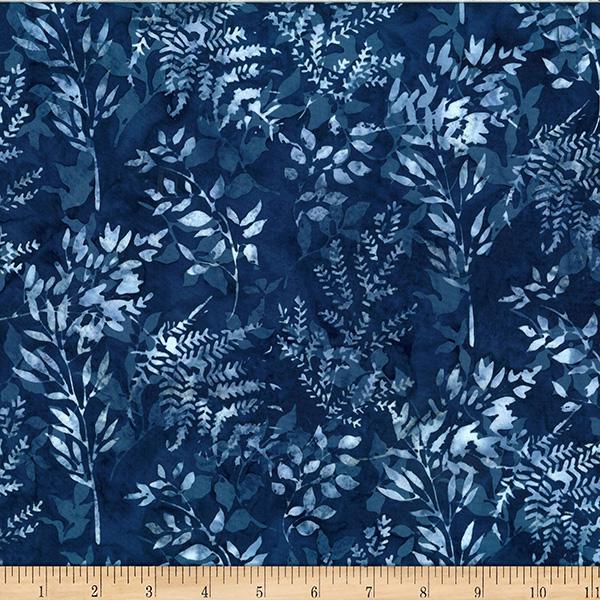 HFF Bali Batiks Leafy Branches - X2627-19 Navy - Cotton Batik Fabric