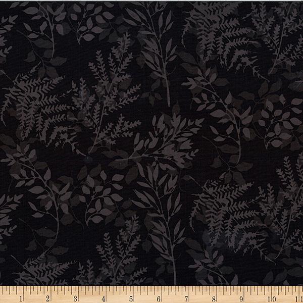 HFF Bali Batiks Leafy Branches - X2627-494 Raven - Cotton Batik Fabric