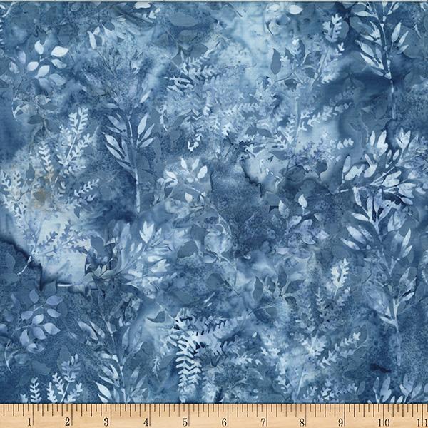 HFF Bali Batiks Leafy Branches - X2627-65 Denim - Cotton Batik Fabric