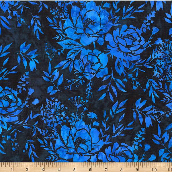 HFF Bali Batiks Mixed Floral/Leaves - W2578-17 Cobalt - Cotton Batik Fabric