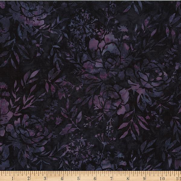 HFF Bali Batiks Mixed Floral/Leaves - W2578-46 Plum - Cotton Batik Fabric