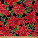 HFF Blooming Holidays - X7787-213S Onyx/Silver - Cotton Metallic Fabric