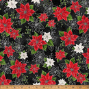 HFF Blooming Holidays - X7788-213S Onyx/Silver - Cotton Metallic Fabric