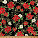 HFF Blooming Holidays - X7788-4G Black/Gold - Cotton Metallic Fabric