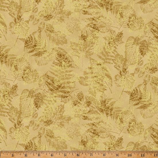 HFF Blue Jay Song - W5356-47G Gold/Gold - Cotton Fabric
