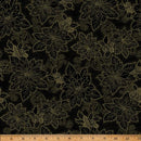 HFF Blue Jay Song - W7782-4G Black/Gold - Cotton Fabric