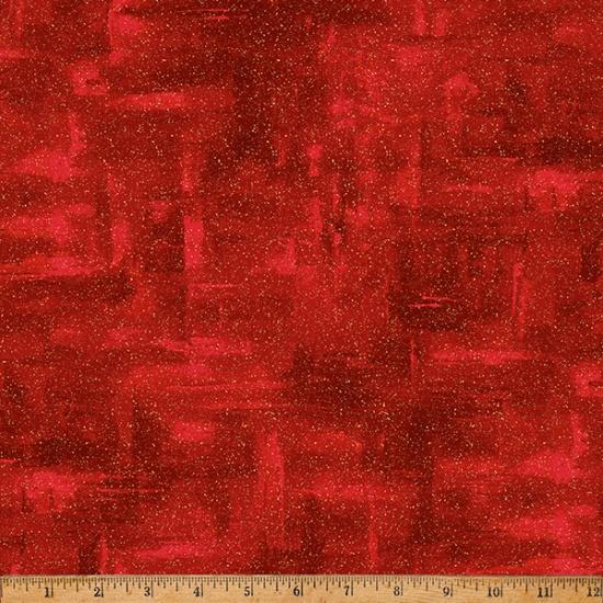 HFF Christmas Splendor Textured Ground - W7783-403G Cherry/Gold - Cotton Fabric