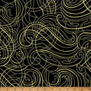 HFF Christmas Wish - Y7824-4G Black/Gold - Cotton Metallic Fabric