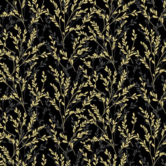 HFF Fall Blooms - V5188-4G Black/Gold - Cotton Fabric