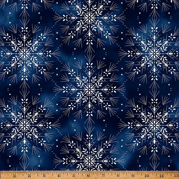 HFF Midnight Perch - X7800-128S Midnight/Silver - Cotton Metallic Fabric