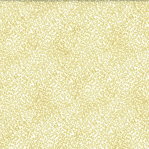 HFF Winter Blossom - P7618-20G Natural/Gold - Cotton Metallic Fabric