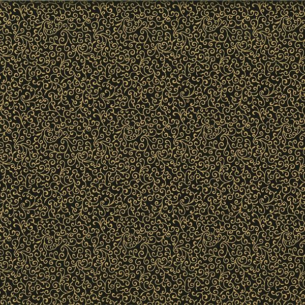 HFF Winter Blossom - P7618-4G Black/Gold - Cotton Metallic Fabric