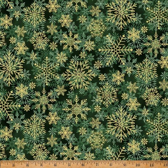 HFF Winter's Eve - W5361-44G Forest/Gold - Cotton Fabric
