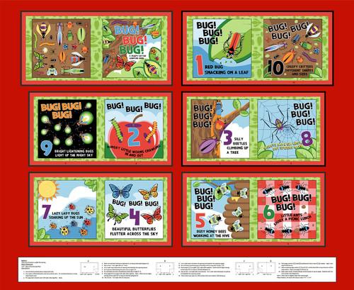 HG Bug Bug Bug Book Panel - 3259P-88 Red - Cotton Fabric