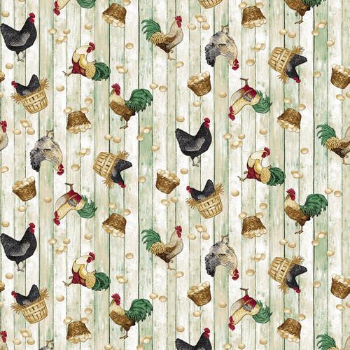 HG Chicken Shack - 3307-11 White Wash - Cotton Fabric
