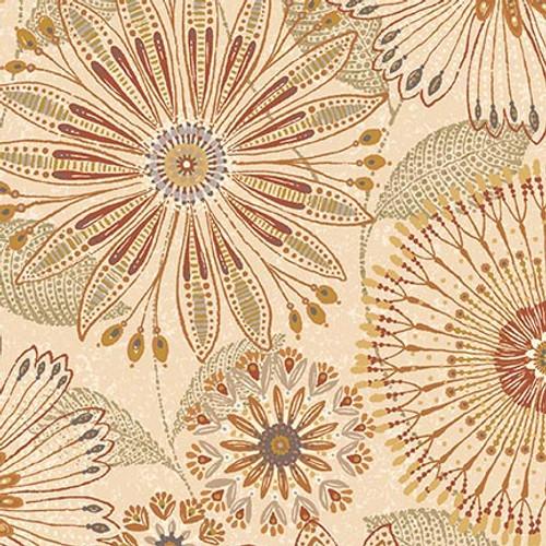 HG Flora Dora Floral Medallions 108" - 3350W-44 Natural - Cotton Fabric
