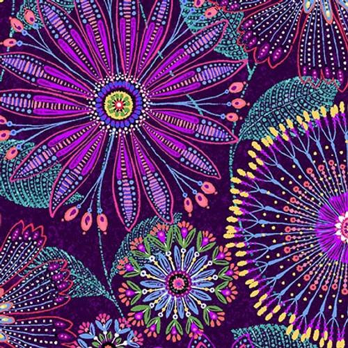 HG Flora Dora Floral Medallions 108" - 3350W-55 Purple - Cotton Fabric