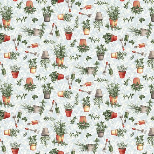 HG Gardening Snowmen - 3101-17 Light Blue - Cotton Fabric