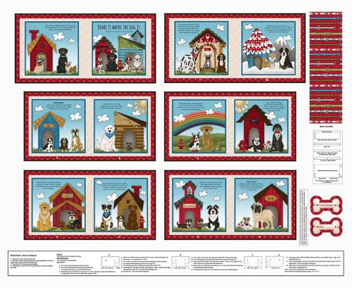 HG Home Is Where The Dog Is II Book Panel - 1869P-01 White - Cotton Fabric