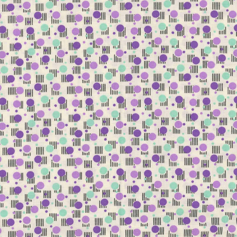 HG Nana Mae 8 - 1490-05 Cream/Purple - Cotton Fabric