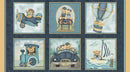 HG Traveling Teddies Panel - 2417B-77 Blue - Cotton Fabric