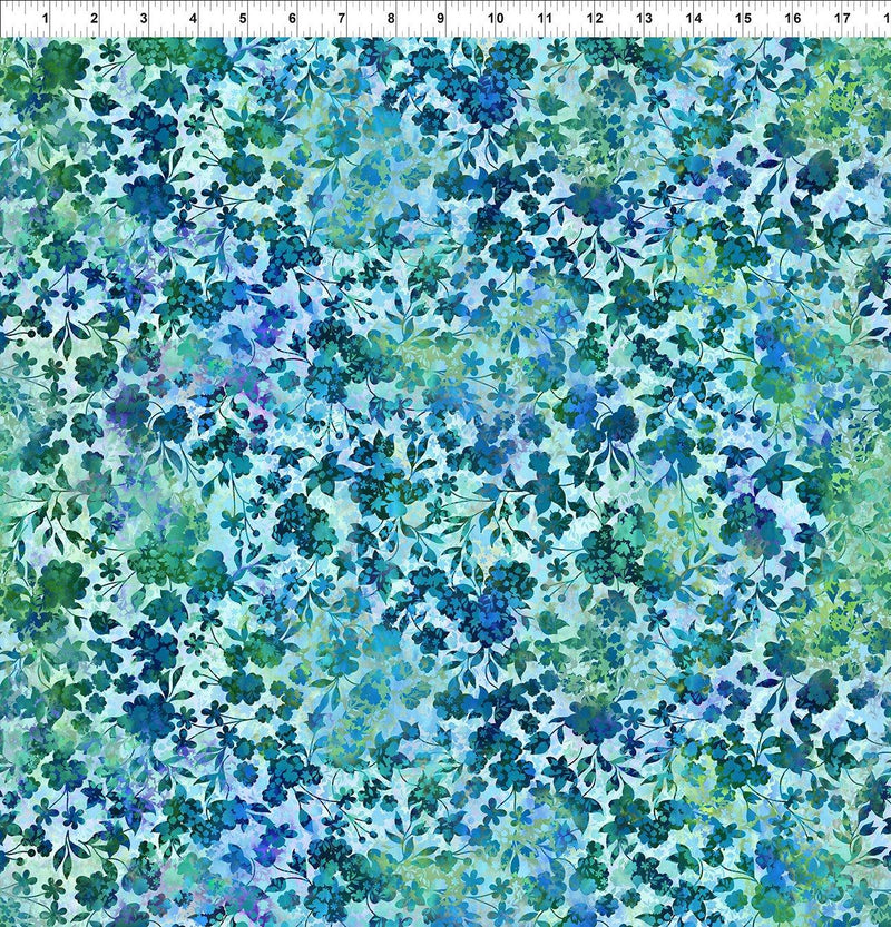 ITB Allure Flower Vines - 5ALR-2 Blue - Cotton Fabric