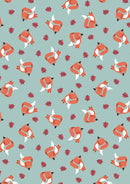 LI Country Comforts Flannel Friendly Fox On Duck Egg - F4-FRIENDLYFOX - Cotton Flannel Fabric