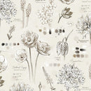 LUM Botanical Sketchbook Floral Journal - 115-017-007 Cream - Cotton Fabric