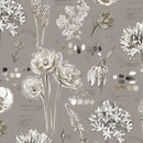 LUM Botanical Sketchbook Floral Journal - 115-017-707 Taupe - Cotton Fabric