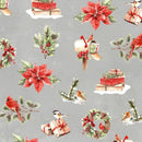 LUM Feathered Festivities Christmas Icons - 120-005-736 Gray - Cotton Fabric