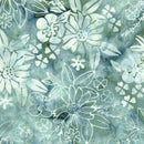 LUM Frosted Foliage Floral Spray - 912501-855 Teal Iceberg - Cotton Batik Fabric