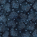 LUM Missing You Cross Stitch Hearts - 522503585 Blue Navy - Cotton Batik Fabric