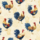 LUM Rooster Reverie Roosters - 105-042-052 Cream - Cotton Fabric