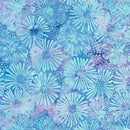 LUM Secret Garden Large Daisies and Dots - 122531802 Blue Turquoise Purple - Cotton Batik Fabric