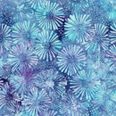 LUM Secret Garden Large Daisies and Dots - 122531802 Purple Teal Blue - Cotton Batik Fabric