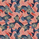 LUM Stripes And Stars Flags & Fireworks - 140004-535 Navy - Cotton Fabric