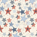 LUM Stripes And Stars Large Stars - 140005-035 Cream/Multi - Cotton Fabric