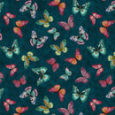 LUM Wild Garden Butterflies - 100007-992 Teal - Cotton Fabric