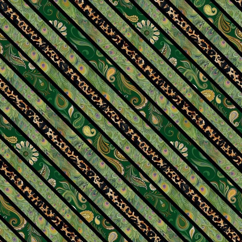 LUM Wild Garden Diagonal Stripe - 100009-670 Green - Cotton Fabric
