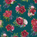 LUM Wild Garden Floral Bouquets - 100005-916 Teal - Cotton Fabric