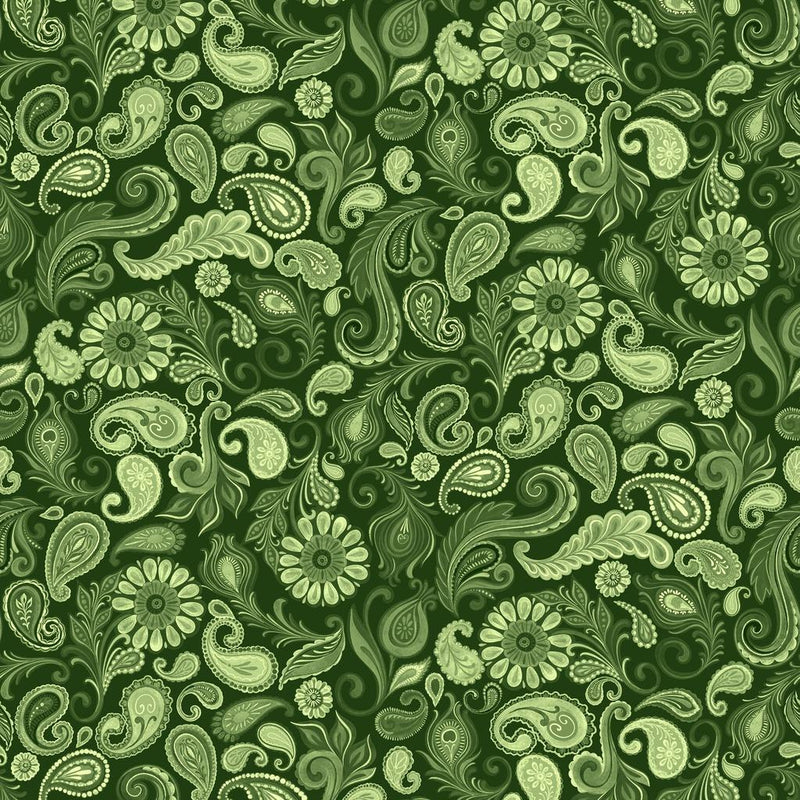 LUM Wild Garden Paisley - 100008-606 Green - Cotton Fabric