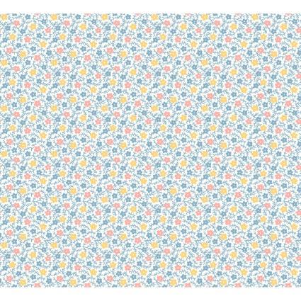 MAY Franny's Flowers 10505-B Blue - Cotton Fabric